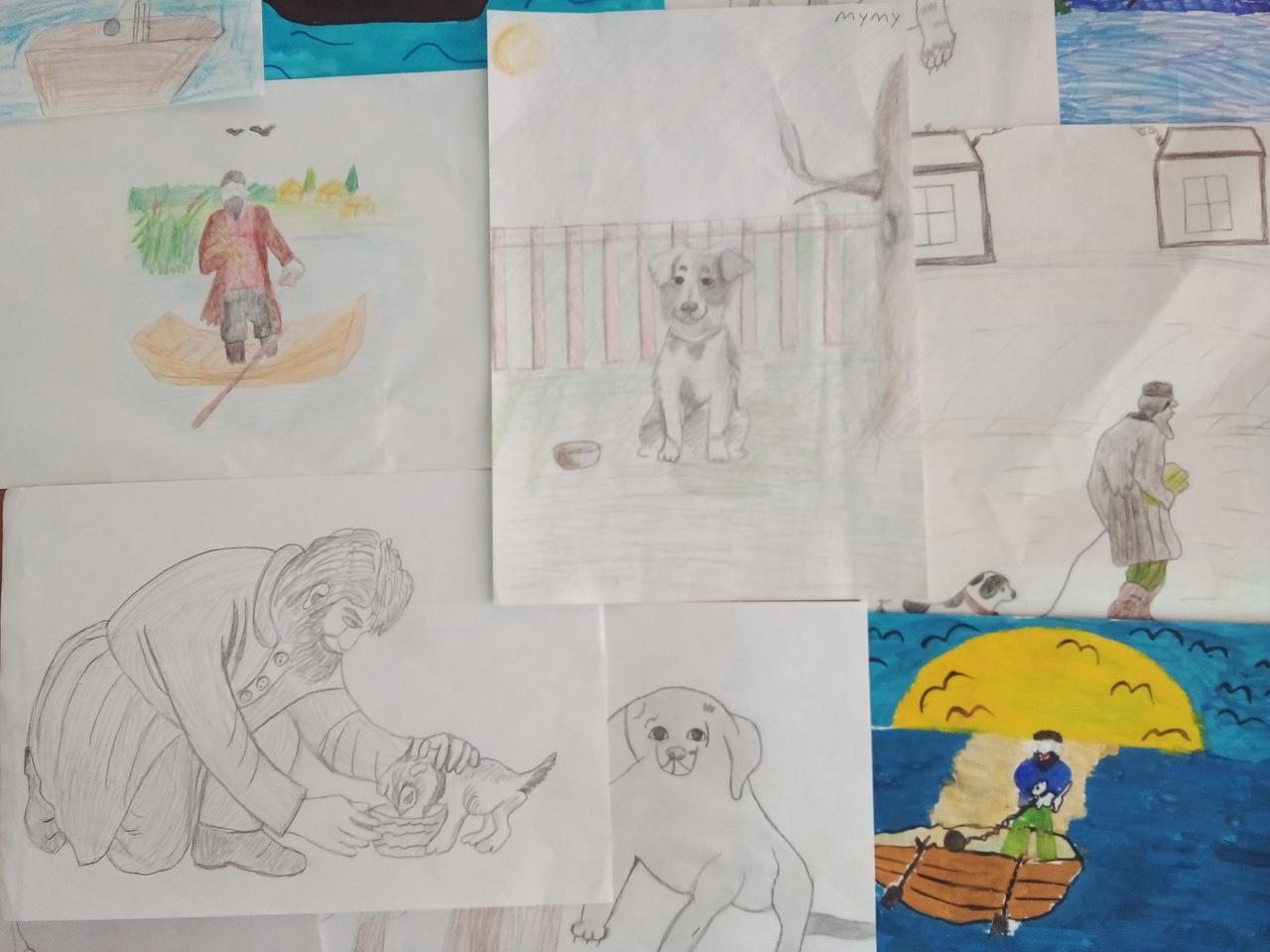 Иллюстрация к Муму рисунки детей гуашью